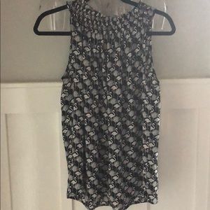 Loft sleeveless blouse with flamingo print